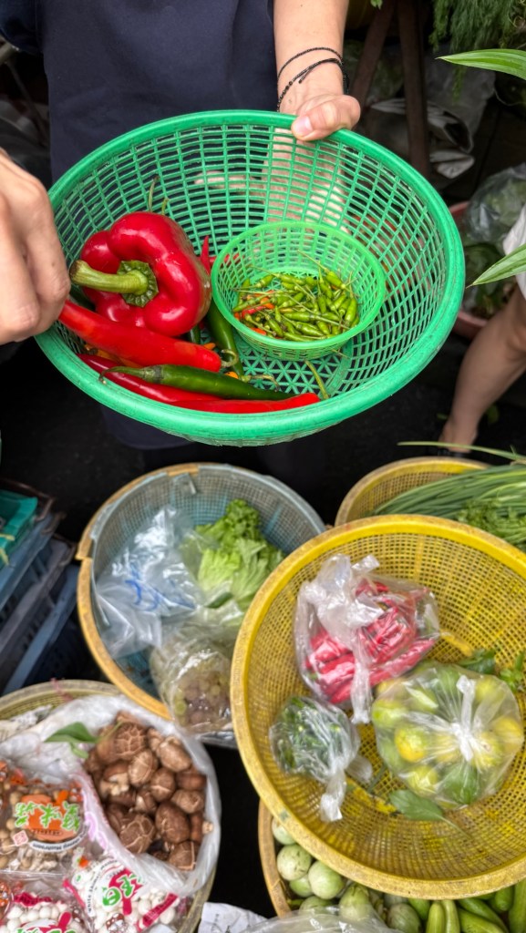 Bangkok wet market ingredients for Thai cooking class